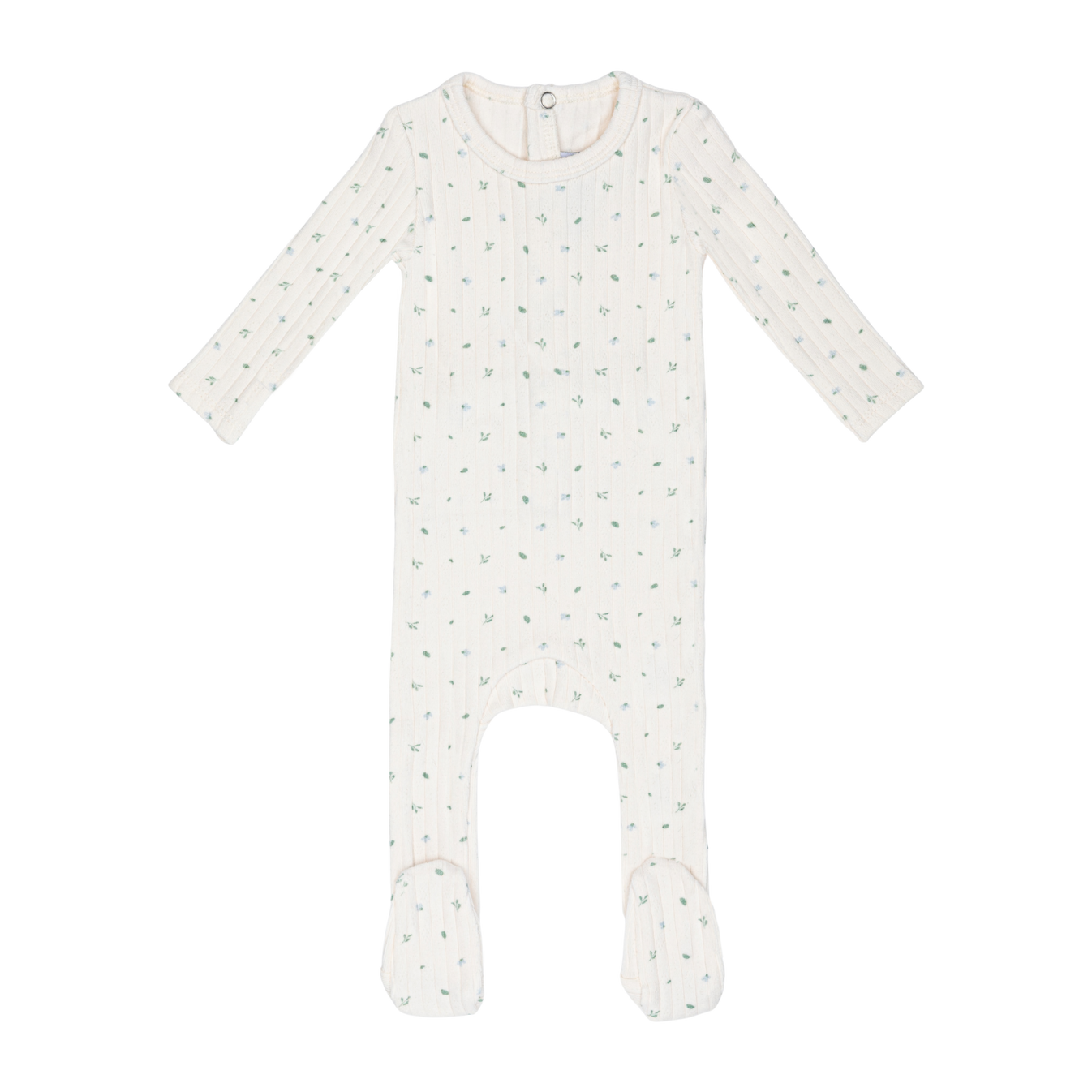 Mini Label Petal Pointelle Floral Footie (Boy)
