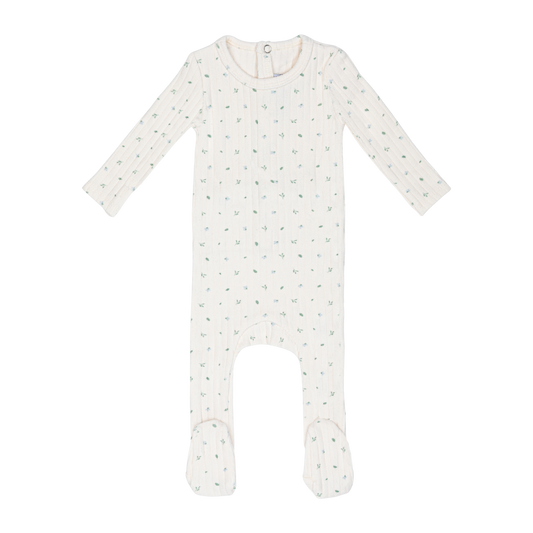 Mini Label Petal Pointelle Floral Footie (Boy)