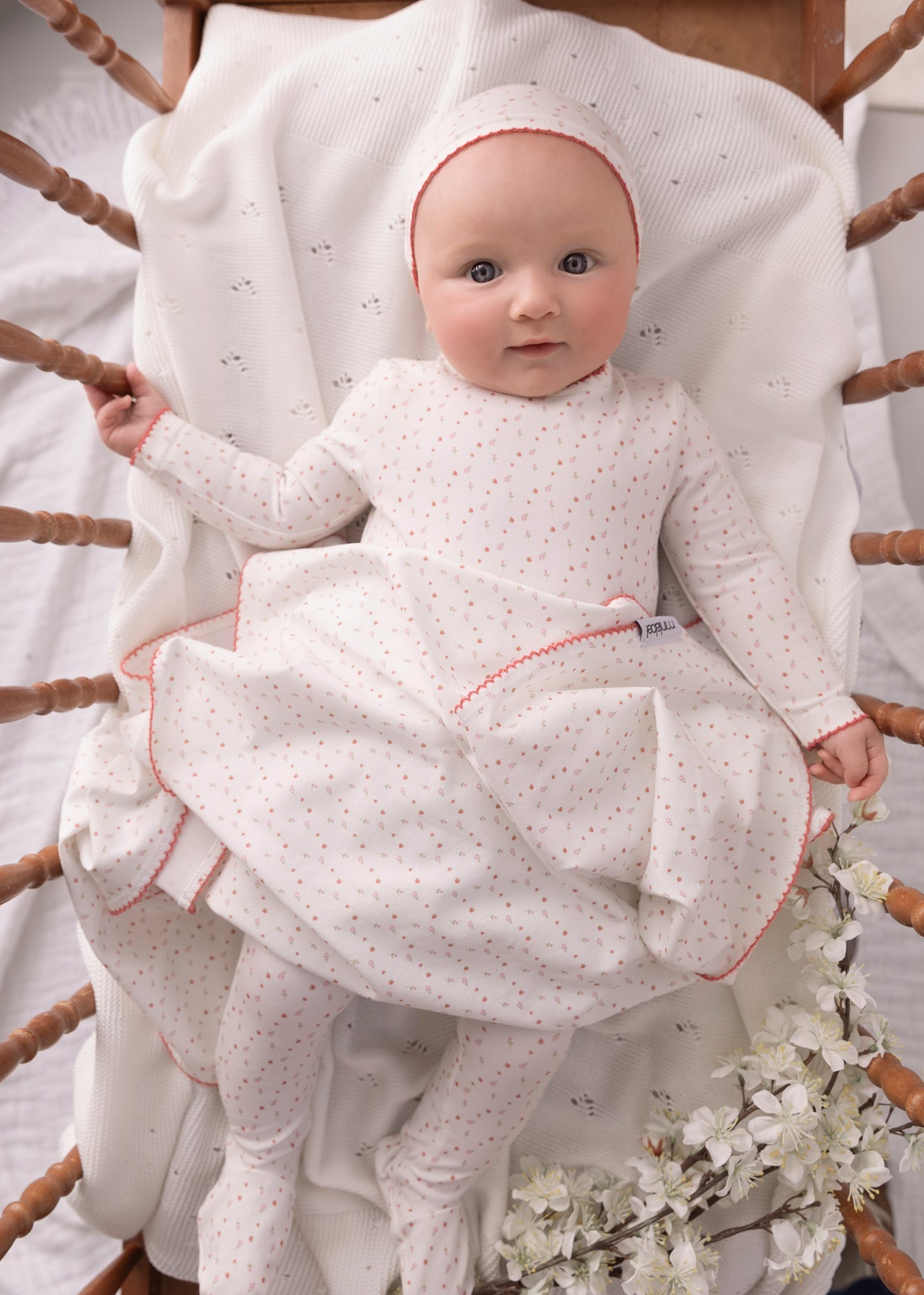 Mini Label Bright Floral Footie & Hat
