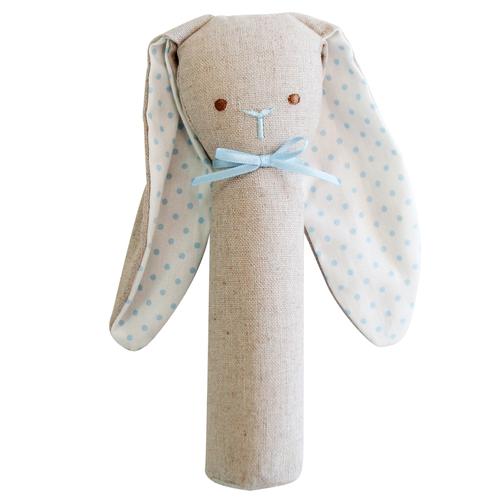 Alimrose Bunny Rattle Squeak Linen Blue