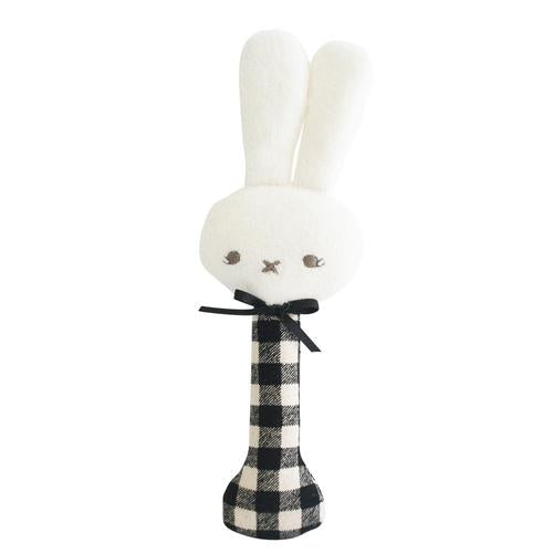 Alimrose Bunny Stick Rattle Black Check