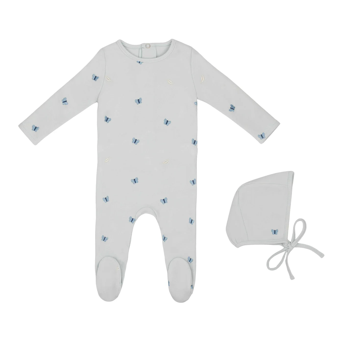 Mini Label Embroidered Leaf Footie & Hat