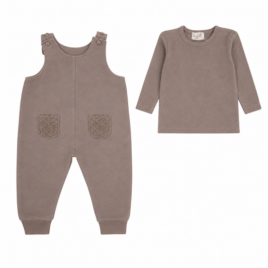 Bondoux Sherpa Embroidery Romper Set