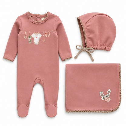 Buckingham Leaf & Line Layette Set