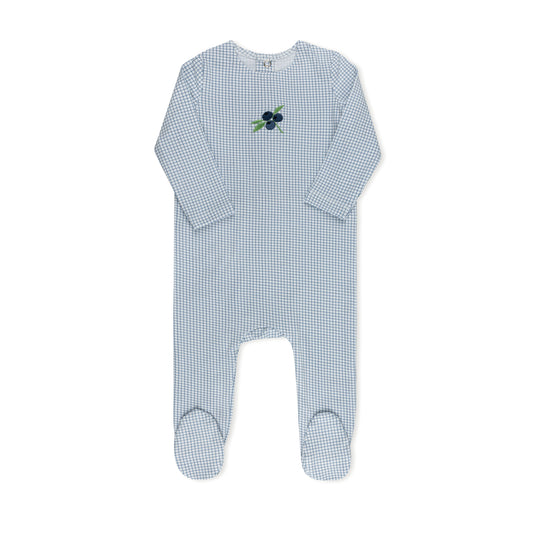 Tricot Checked Blueberry Footie