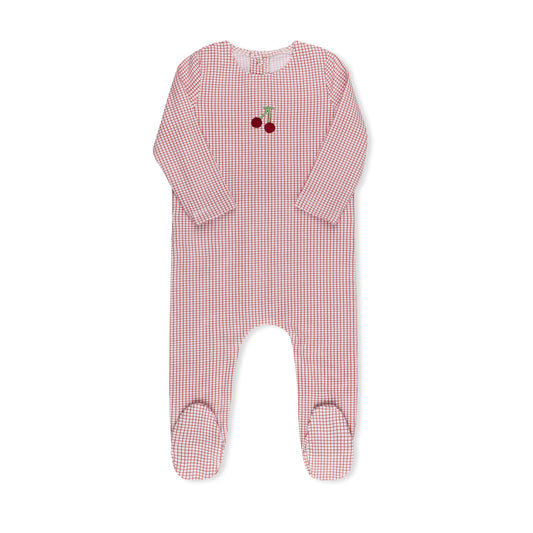 Tricot Checked Cherry Footie