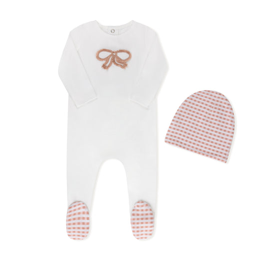 Tritcot Checked Fringe Footie & Hat (girl)
