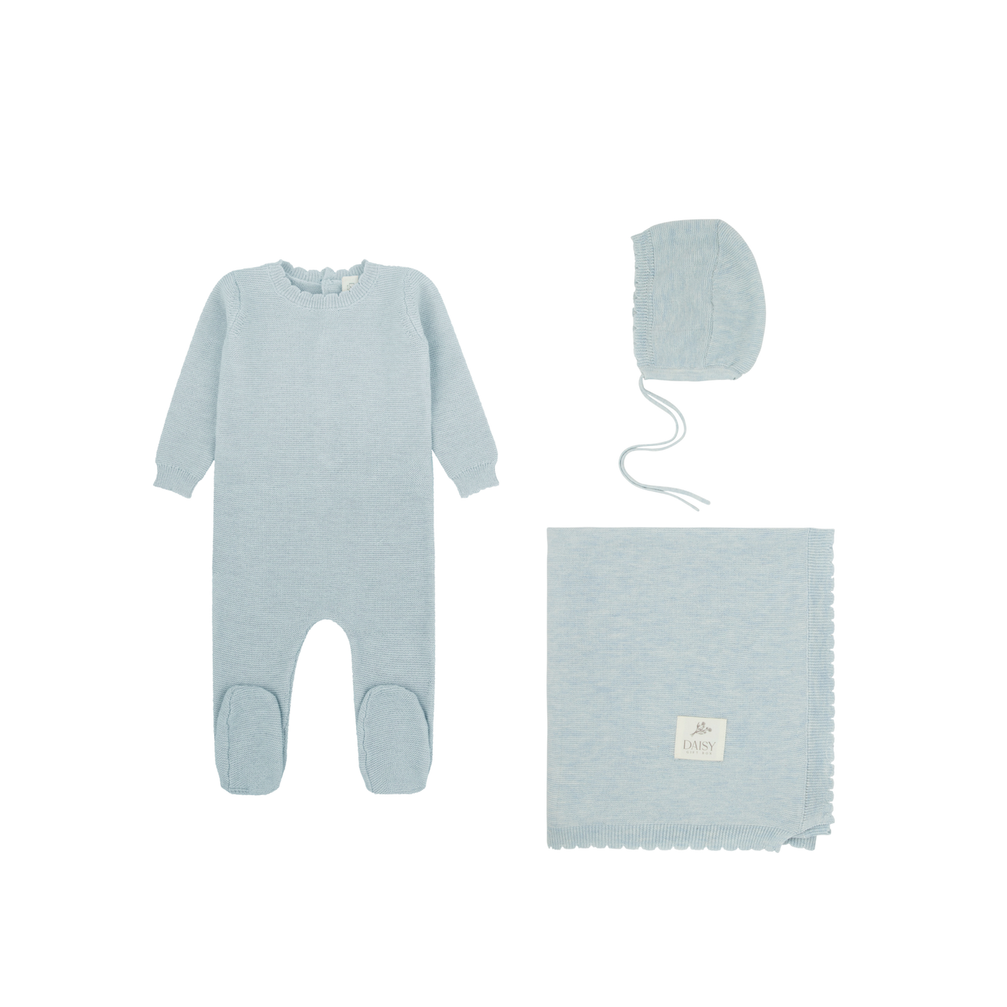 Daisy Scalloped Knit Layette Set