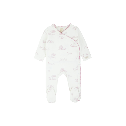 Daisy Toile All Print Kimono Footie & Bonnet (g)