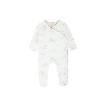Daisy Toile All Print Kimono Footie & Bonnet