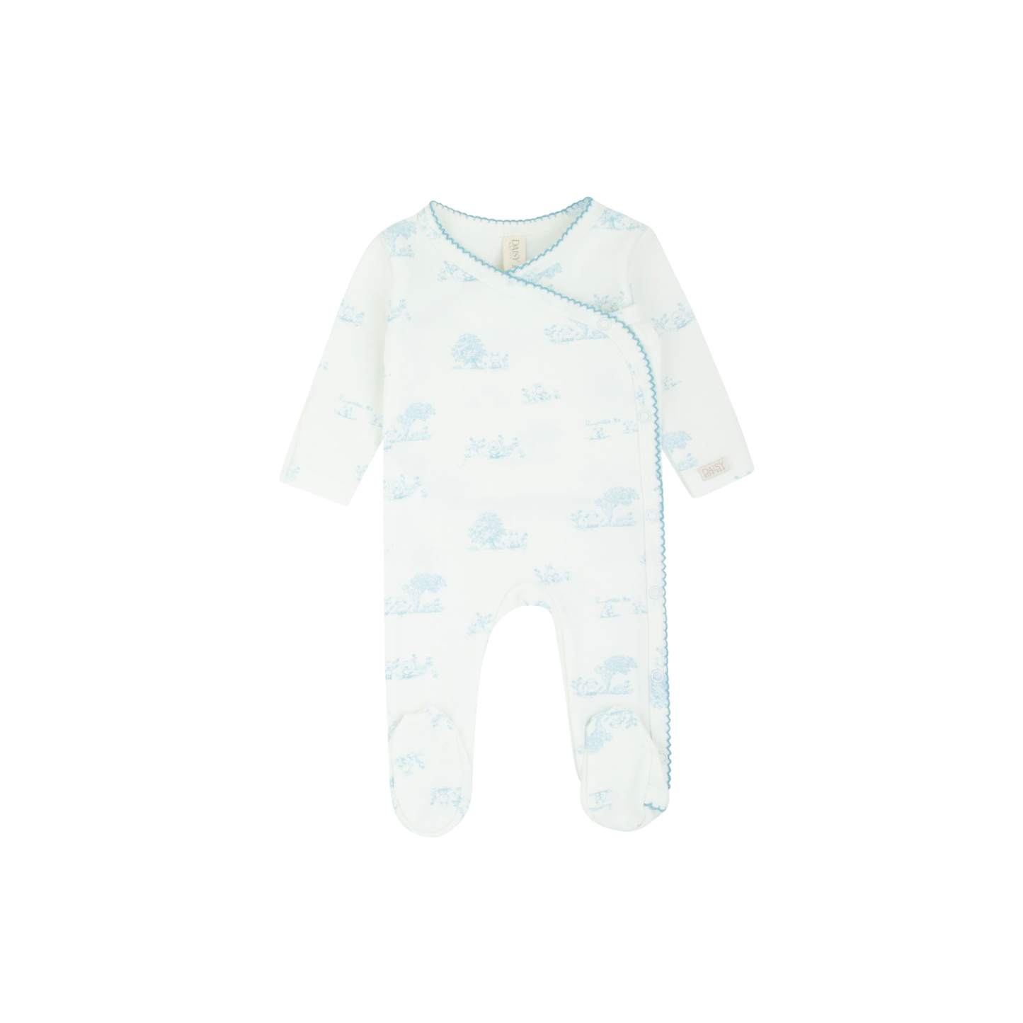 Daisy Toile All Print Kimono Footie & Bonnet