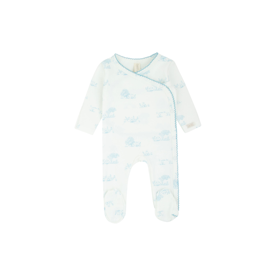 Daisy Toile All Print Kimono Footie & Bonnet