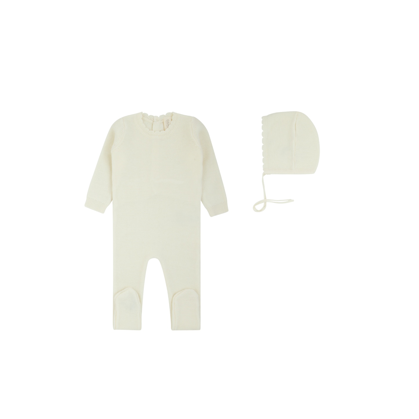 Daisy Scalloped Knit Footie & Bonnet