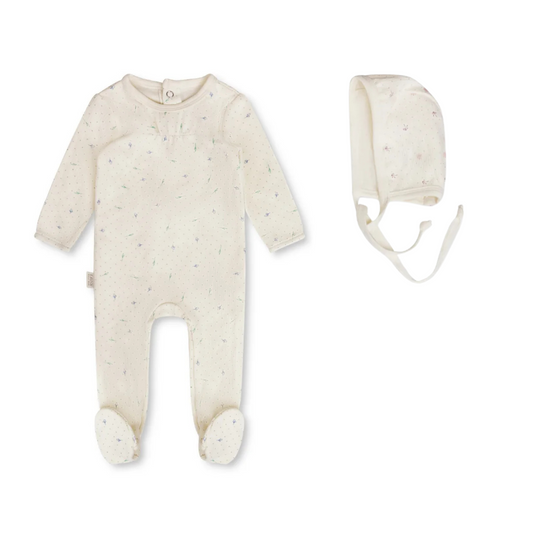 Daisy Ribbed Footie & Hat