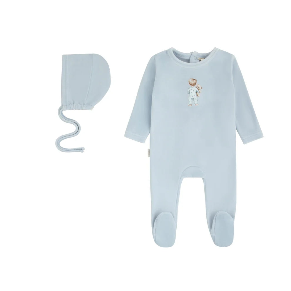 Daisy Velour Doll Motif Footie & Hat