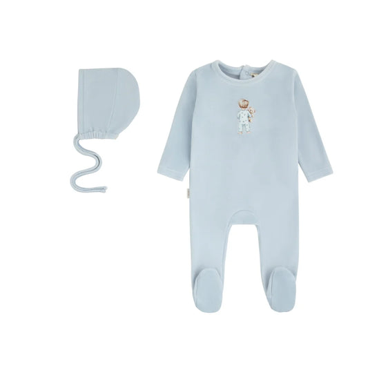 Daisy Velour Doll Motif Footie & Hat