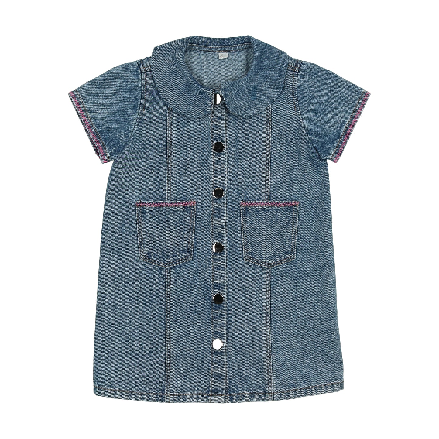 Bonjoy Denim Stitch Short Sleeve Dress