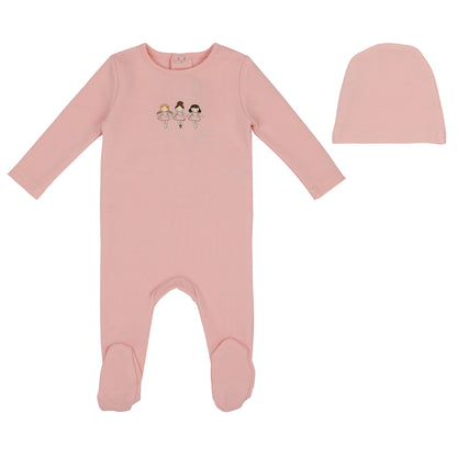 Mini Label Dancing Dolls Girl Footie & Bonnet