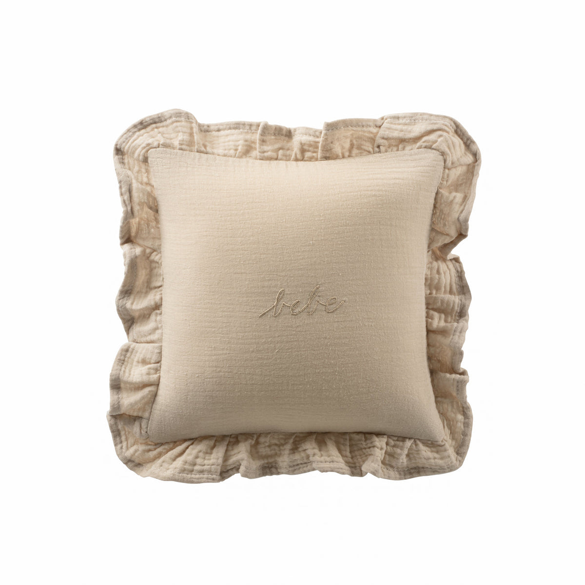 Domani Home Taupe Gauze Bebe Ruffle Accent Pillow