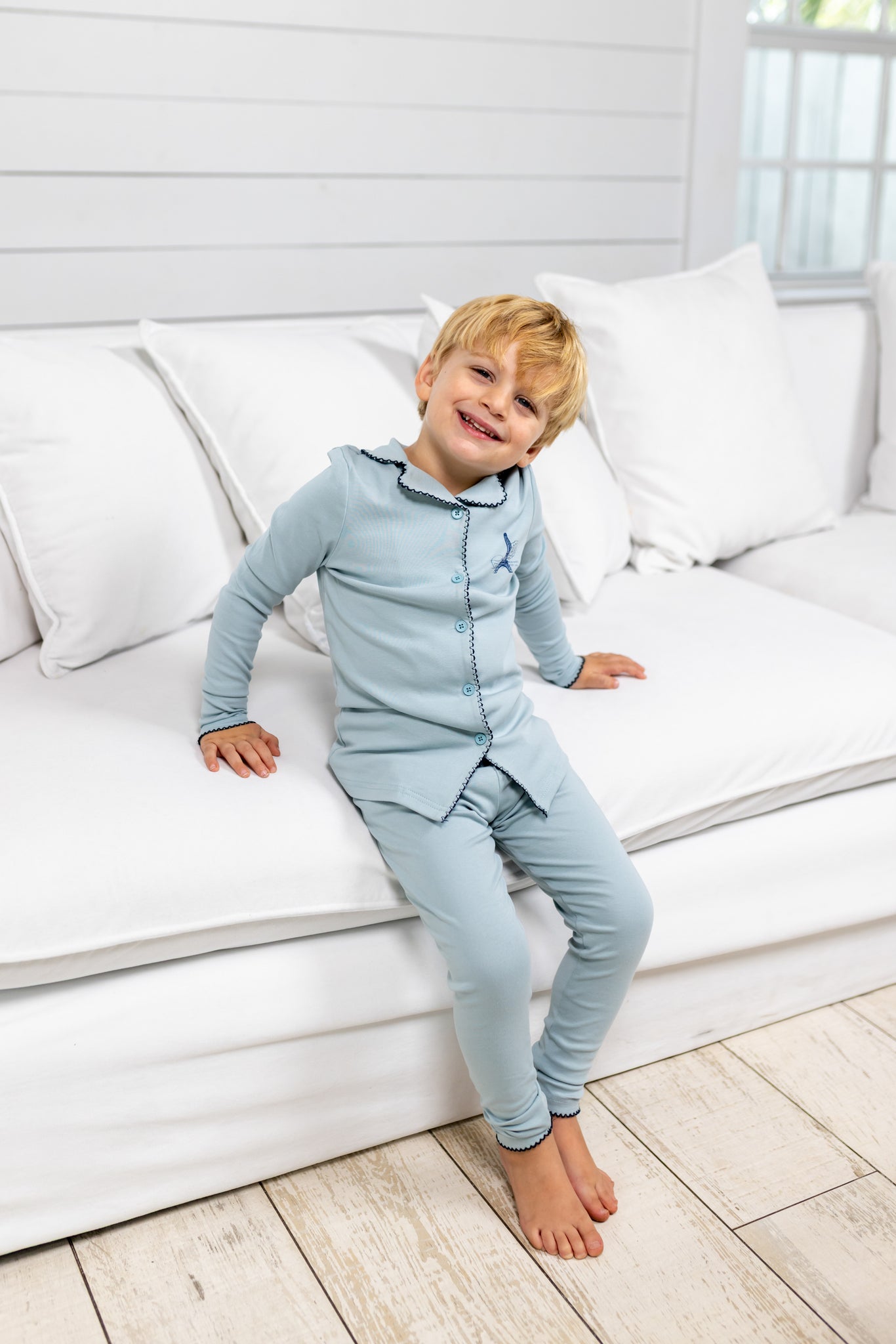 Pouf French Grandpa PJ's (12-18m, Blue)