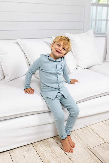 Pouf French Grandpa PJ's (12-18m, Blue)