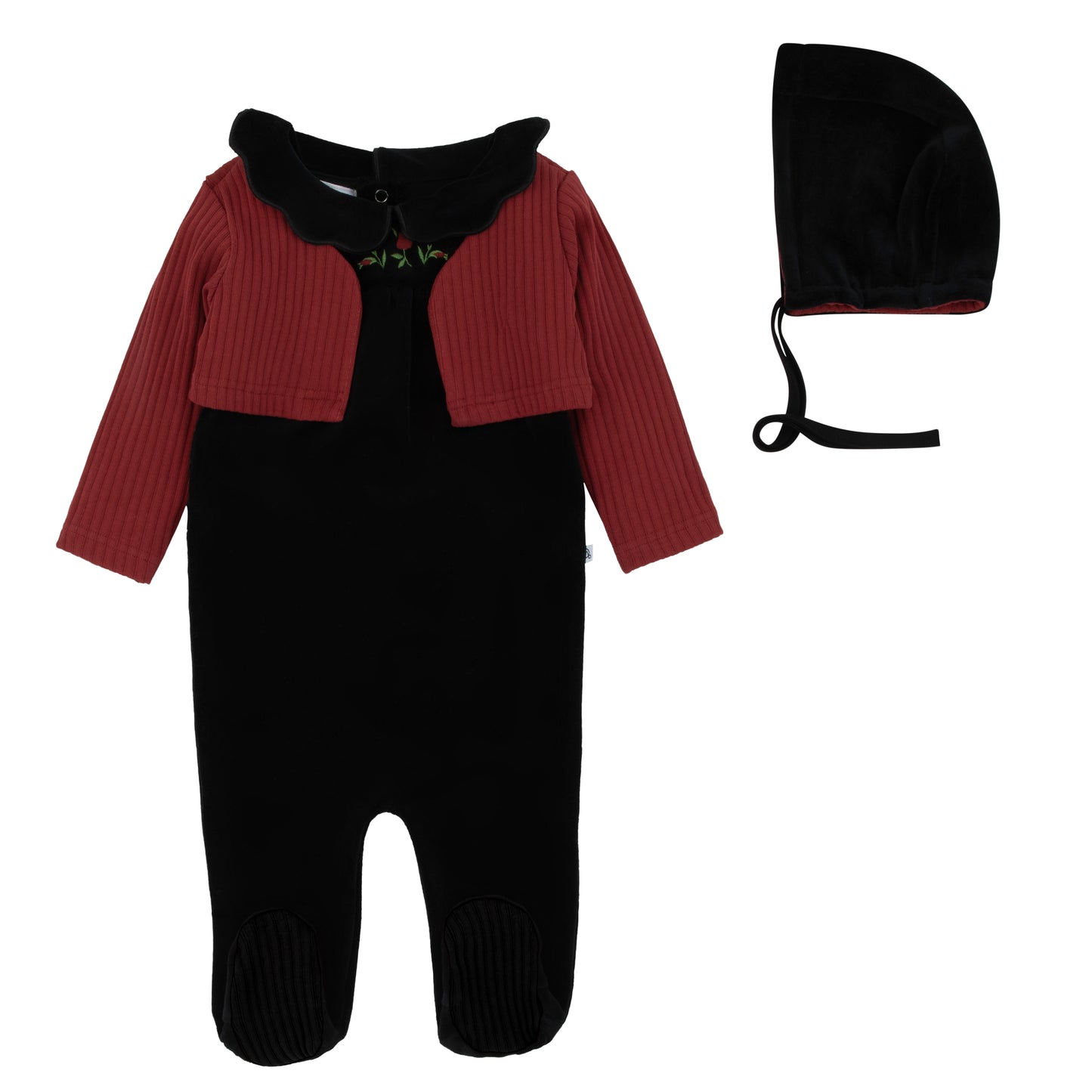 Miss Mini Embroidered Duo Girls Footie & Bonnet