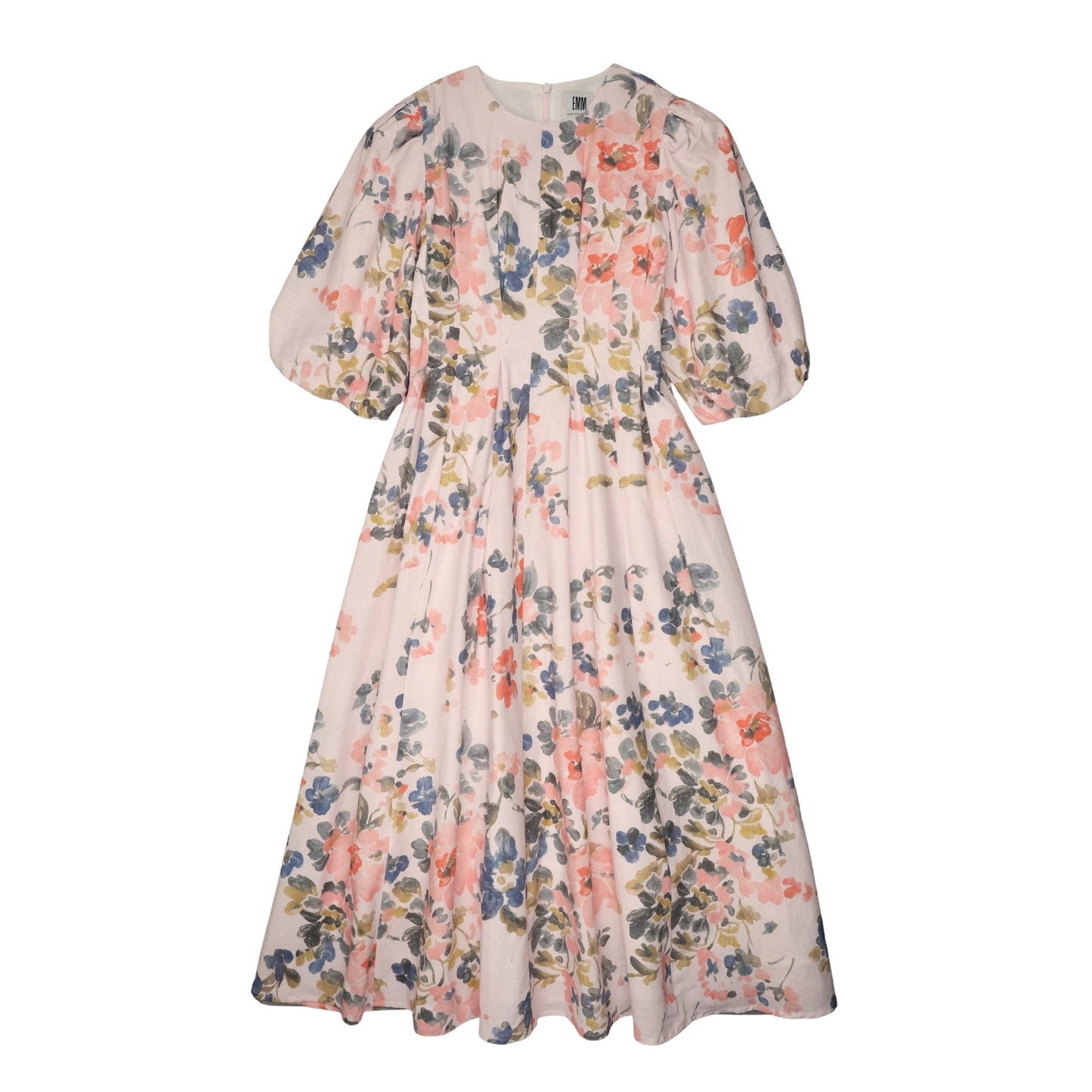 EMM Watercolor Pleated Linen Dress
