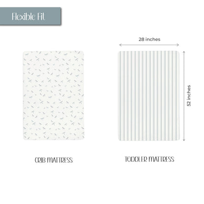Ely's & Co Blue Dragonfly + Stripes Crib Sheets (2-pack)