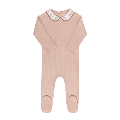 Ely's & Co Floral Embroidered Collar Footie (girl)