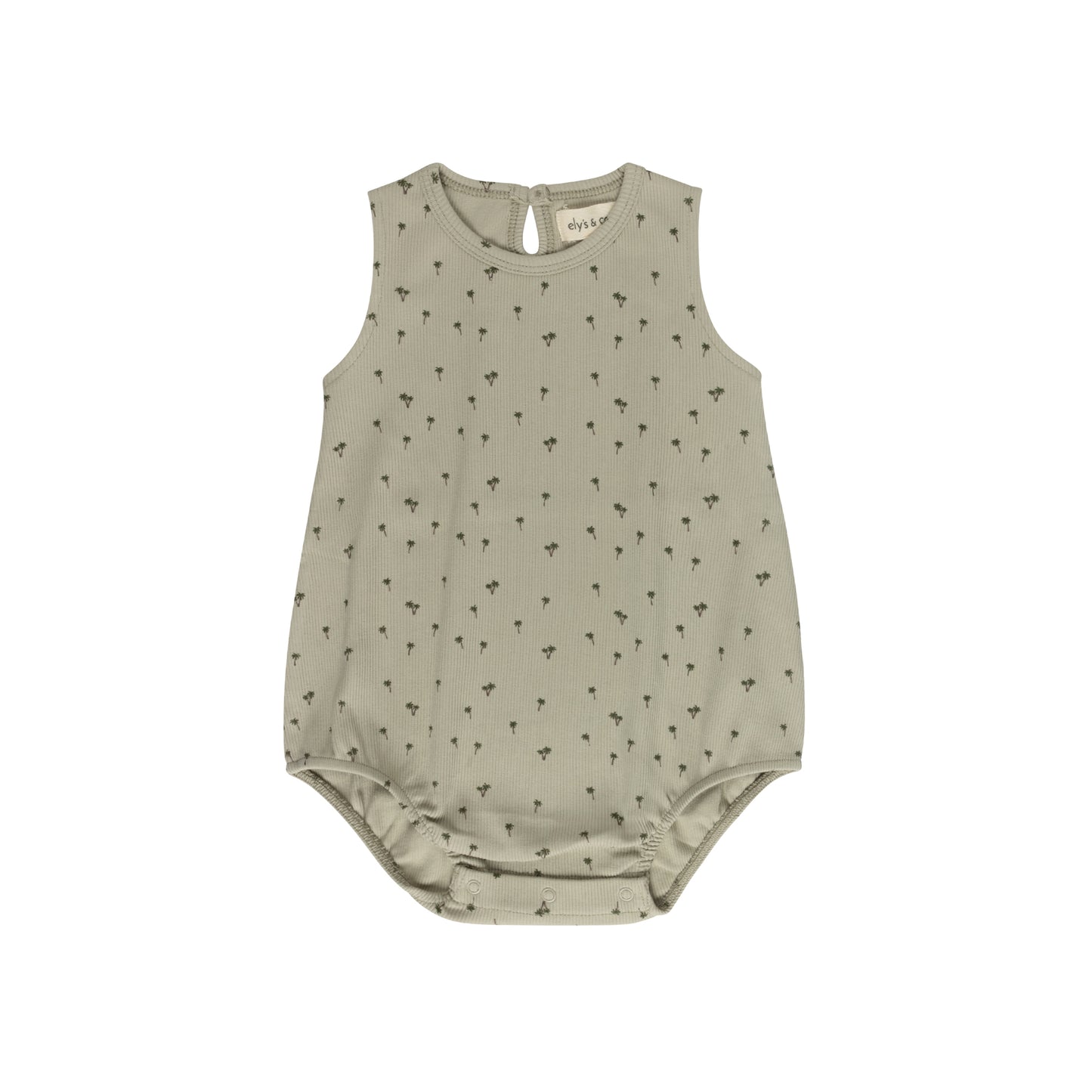 Ely's & Co Ribbed Printed Palm Romper