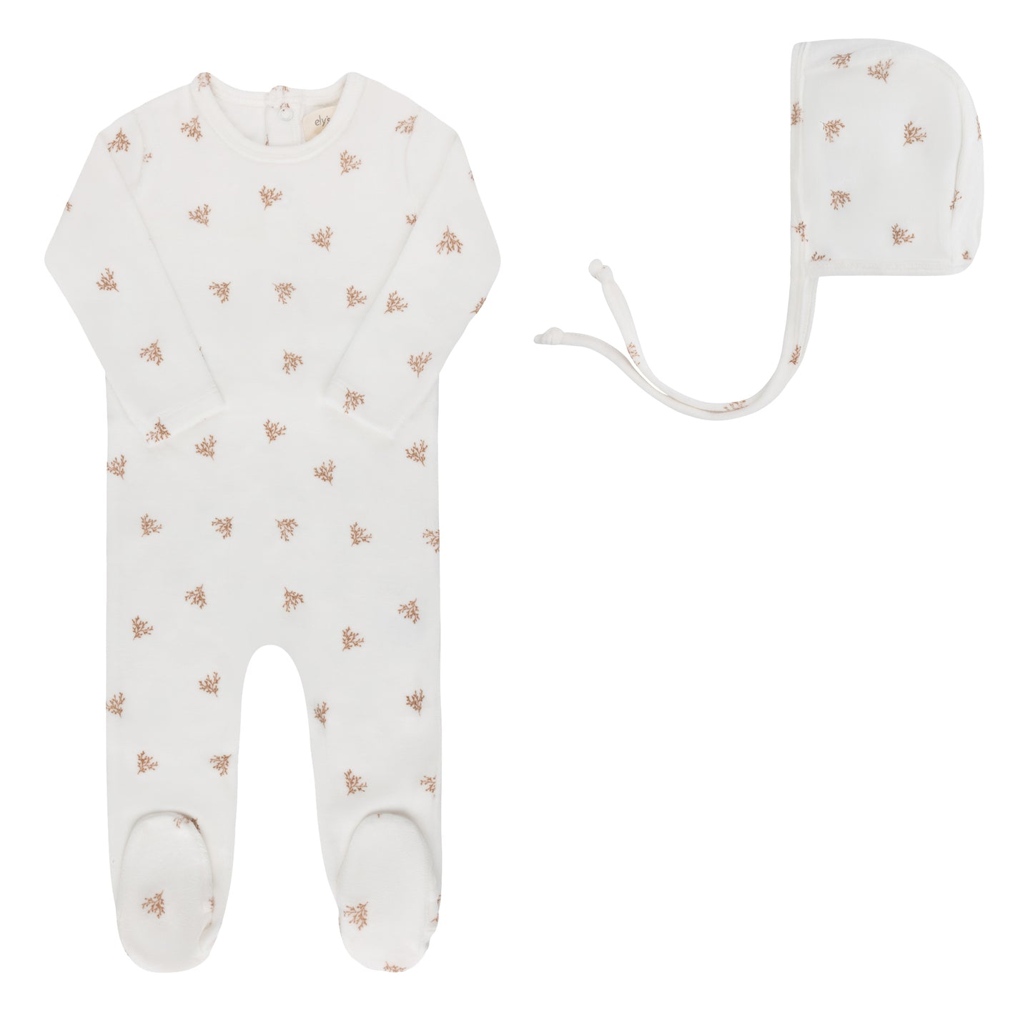 Ely's & Co Velour Leaf Footie & Beanie