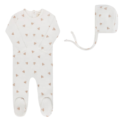 Ely's & Co Velour Leaf Footie & Beanie