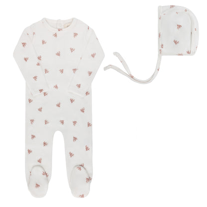 Ely's & Co Velour Leaf Footie & Beanie (Girl)