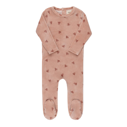 Ely's & Co Velour Leaf Pattern Footie (Girl)