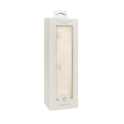Ely's & Co Velour Leaf Muslin Swaddle (Girl)