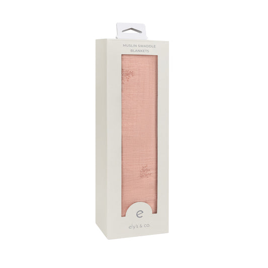 Ely's & Co Velour Leaf Muslin Swaddle (Girl)