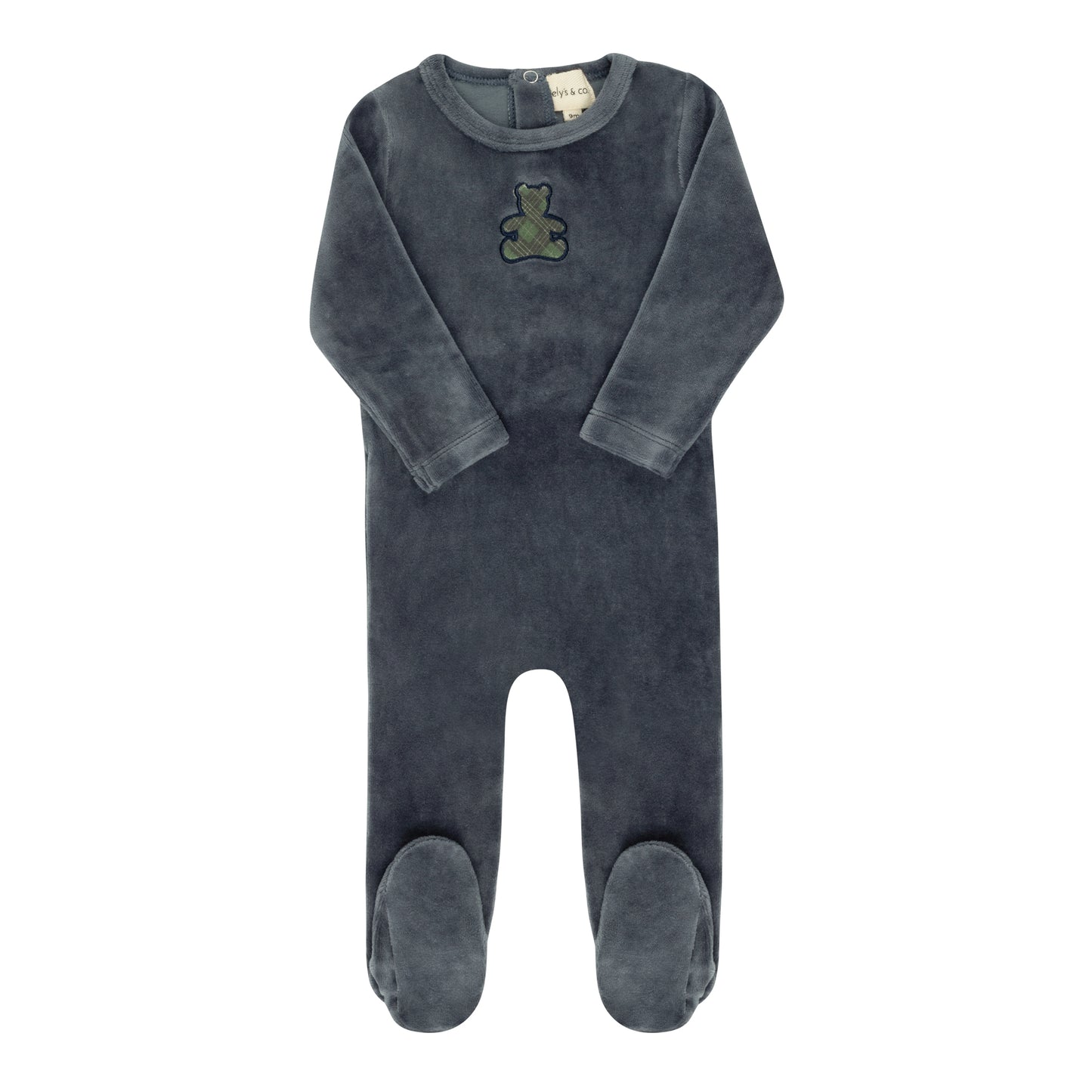 Ely's & Co Velour Plaid Bear Footie