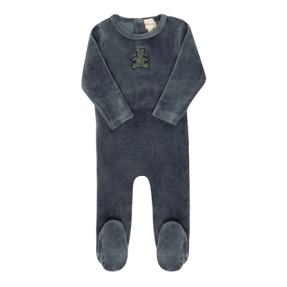 Ely's & Co Velour Plaid Bear Footie