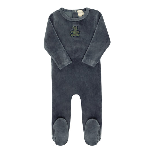 Ely's & Co Velour Plaid Bear Footie