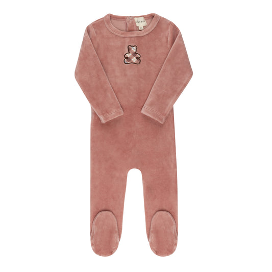 Ely's & Co Velour Plaid Bear Footie (Girl)
