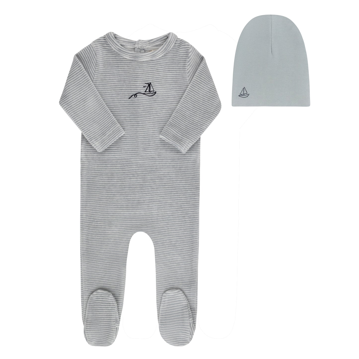 Ely's & Co Velour Stripe Footie & Beanie