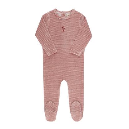 Ely's & Co Velour Stripe Footie (Girl)