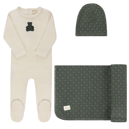 Ely's & Co Velour Plaid Bear Take Me Home Set
