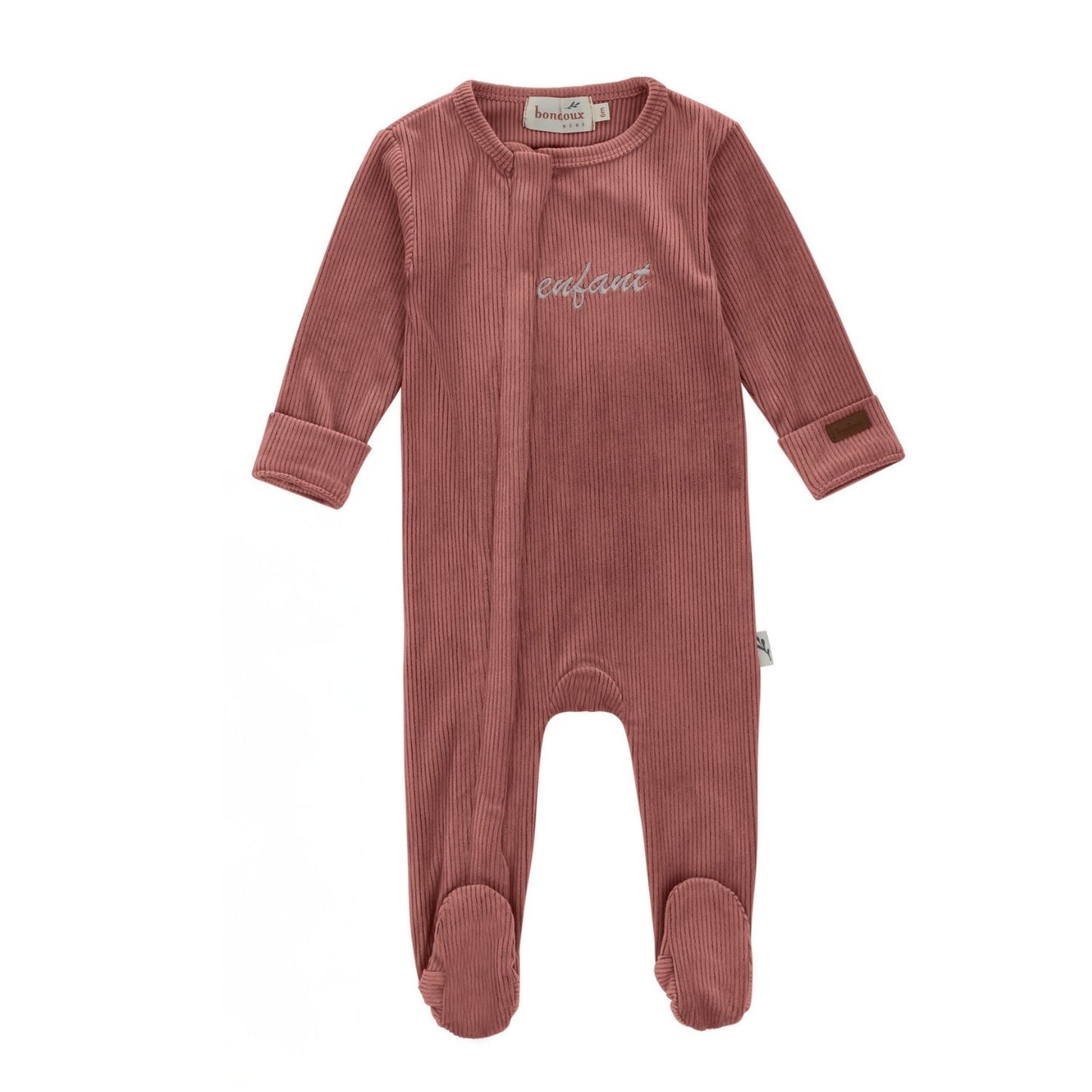 Bondoux Enfant Ribbed Velour Footie Girl