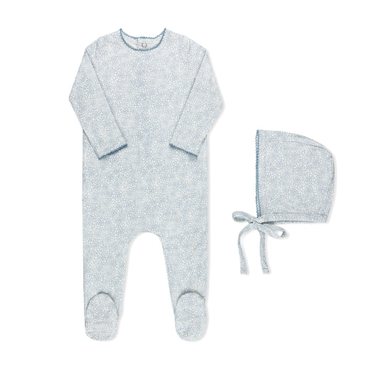 Tricot Faded Floral Footie & Hat