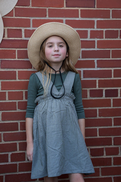 Bondoux Pin-Striped Girls Dress 3/4 Sleeve