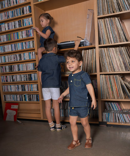 Bondoux Denim & Yellow Boys Top Short Sleeve