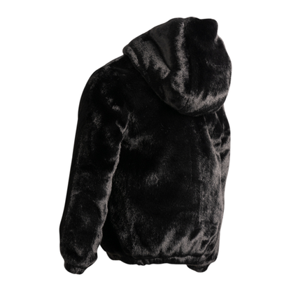 Mantel Faux Fur Gathered Hooded Jacket