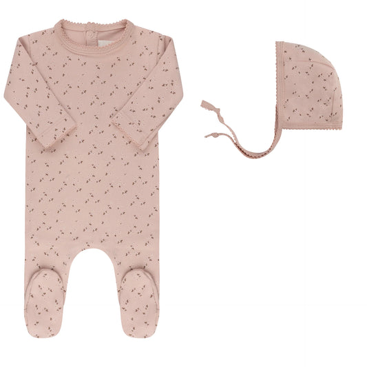 Aurora Floral Leaf Footie & Bonnet (g)
