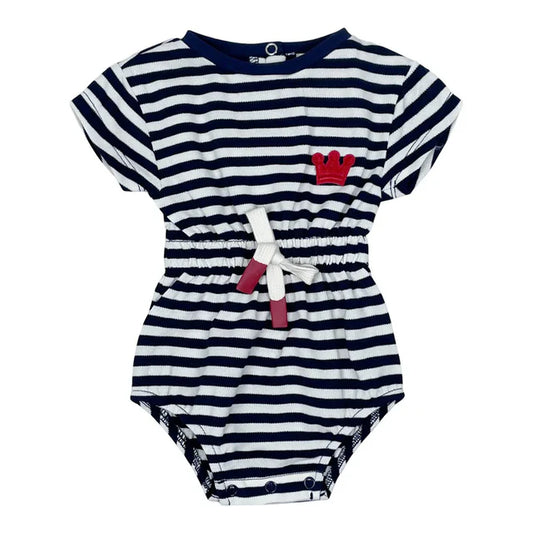Teela Stripe Applique Baby Boys Romper